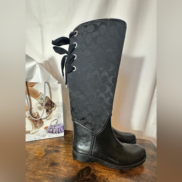 Coach Shoes - Coach Tristee Lace-up Corset Signature Logo Rain Boots Size EU 36 / US 6